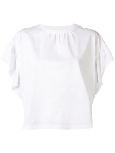 Red Valentino Ruffle Sleeve T-shirt In White