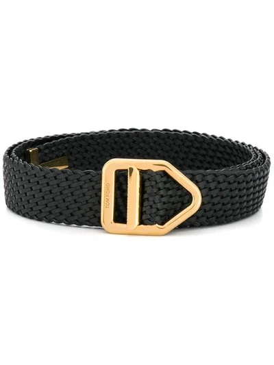 Tom Ford Intrecciato Weave Belt In Black