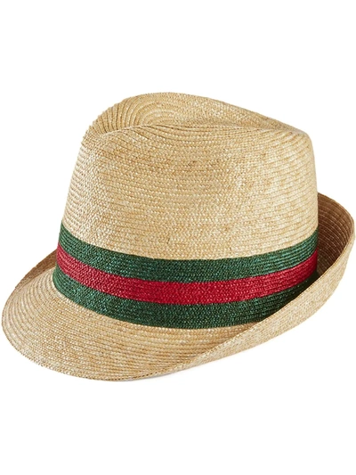 Gucci Abac&#225; Straw Fedora Hat In Beige