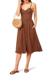 Reformation Thelma Linen Midi Dress In Toffee