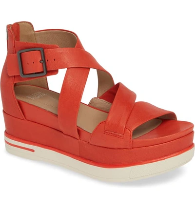 Eileen Fisher Boost Wedge Sandal In Paprika Leather