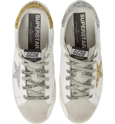 Golden Goose Superstar Low Top Sneaker In White/ Gold/ Silver
