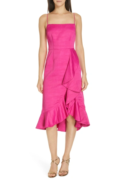 Amur Ashley Linen Blend Midi Dress In Pink