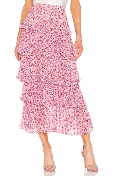Amur Paisley Floral Print Maxi Skirt In Pink