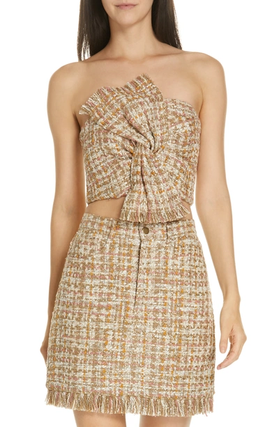 Amur Audrey Tweed Bustier Top In Neutral Lurex