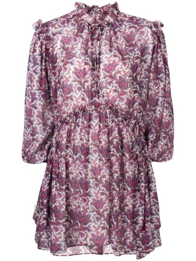 Isabel Marant Nydia Printed Silk Minidress In 86vi Violet