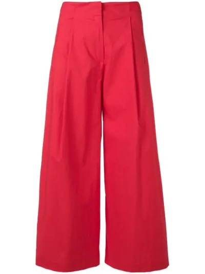 Etro Wide Crop Trousers In Red