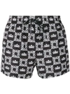 Dolce & Gabbana Logo Mosaic Swim Shorts In Black