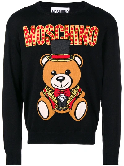 Moschino Teddy Logo Sweatshirt In Black