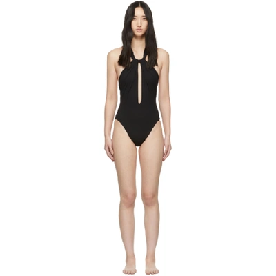 Saint Laurent Black Twist One-piece Swimsuit In 1000 Black