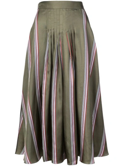 Roksanda Striped Flared Midi Skirt In Green