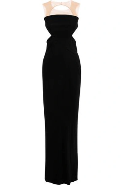 Rick Owens Woman Alyona Cutout Mesh-paneled Crepe Gown Black