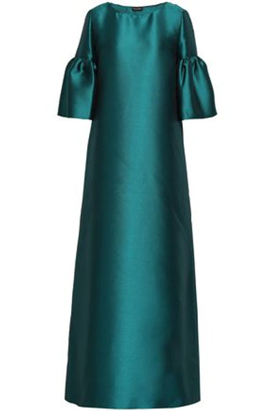 Reem Acra Woman Flared Jacquard Gown Emerald