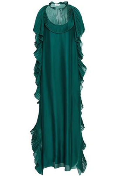 Zuhair Murad Woman Lace-trimmed Ruffled Chiffon Gown Emerald