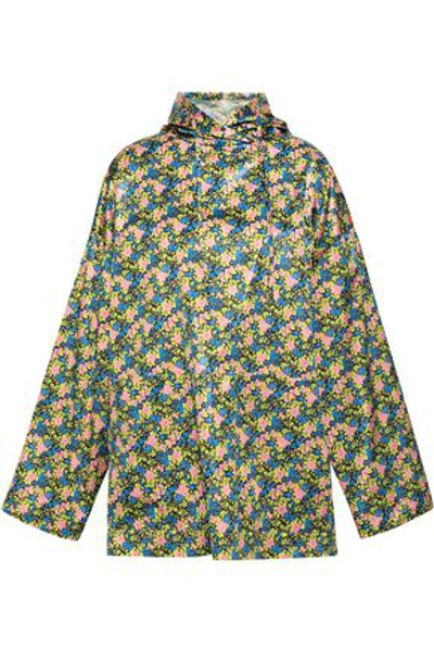 Msgm Woman Floral-print Shell Hooded Top Multicolor