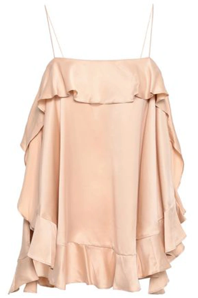 Zimmermann Ruffled Washed-silk Camisole In Peach