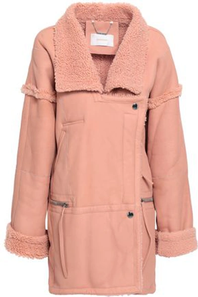 Zimmermann Double-breasted Shearling Coat In Blush
