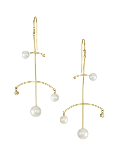 Zoë Chicco Women's 14k Yellow Gold, Freshwater Pearl & Diamond Mobile Drop Earrings