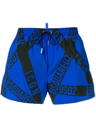 Dsquared2 Branded Swim Shorts In Blue