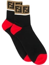 Fendi Logo Ankle Socks In Black
