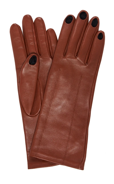 Acne Studios Aimee Leather Gloves  In Burgundy