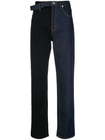 Maison Margiela Two-tone Straight-leg Jeans In Blue ,black