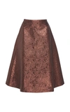 Rochas Brocade Textured Skirt In Brown