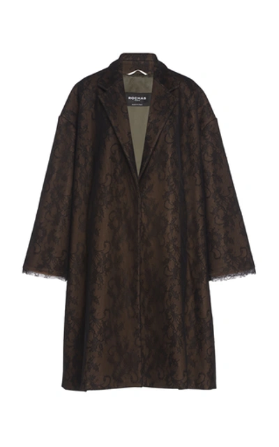 Rochas Chantilly Lace Oversized Coat In Brown