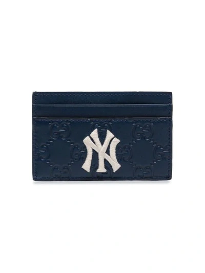 Gucci Ny Yankees™ Gg Card Holder In Navy In Blue