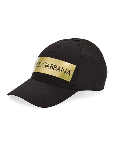 Dolce & Gabbana Men's Baseball Cap With Metallic Logo Tape In Black