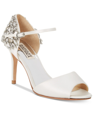 badgley mischka harbor crystal embellished open toe pump