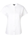 Theory Dolman-sleeve Mandarin-collar Cotton Shirt In White