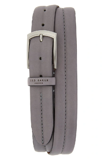 Ted Baker Stitched Leather Belt In Grey