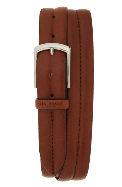 Ted Baker Stitched Leather Belt In Tan