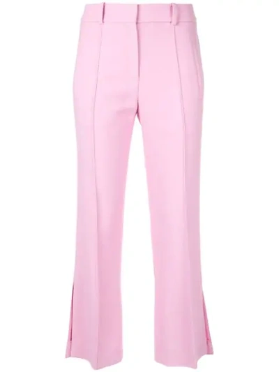 Khaite Cropped Side Slits Trousers In Pink