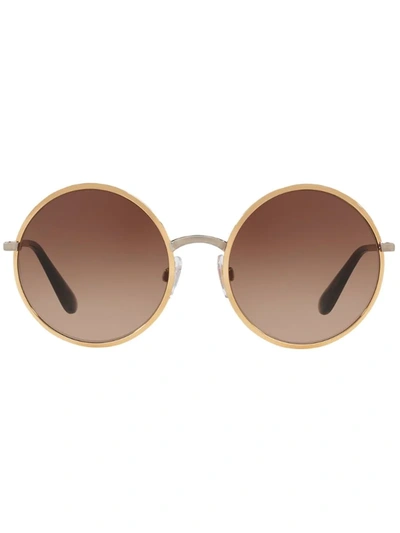 Dolce & Gabbana Round Metal Frame Sunglasses In Brown Gradient