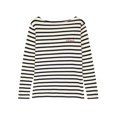 Maison Labiche Sailor Striped Cotton Top In Navy