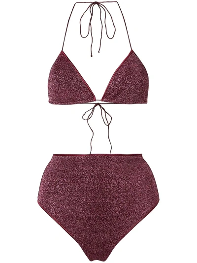 Oseree Glittered Triangle Bikini - Pink In Pink