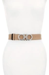 Ferragamo Reversible Gancini Calfskin Leather Belt In New Bisque