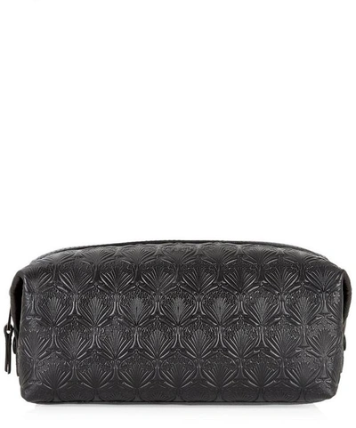 Liberty London Wash Bag In Iphis Embossed Leather In Black