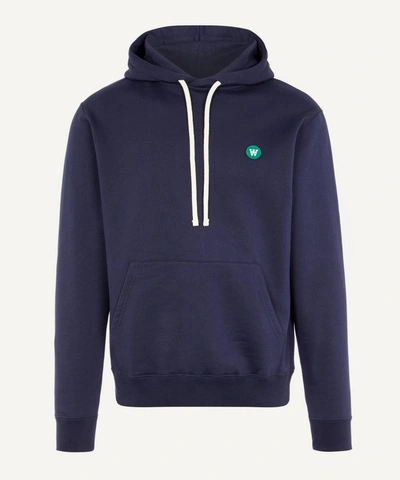 Wood Wood Ian Small Logo Hoodie In Navy