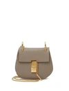 Chloé Mini Drew Leather Saddle Bag In Grey