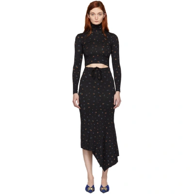 Vetements Black Printed Evening Dress In Multicolor