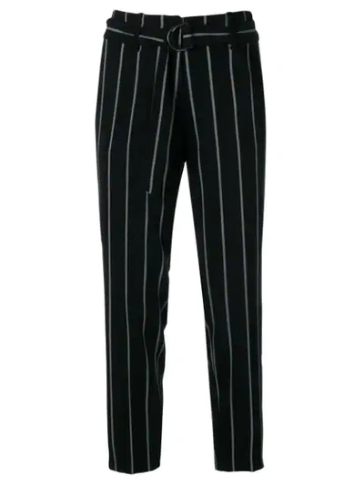 Cambio Striped Cropped Trousers In Black