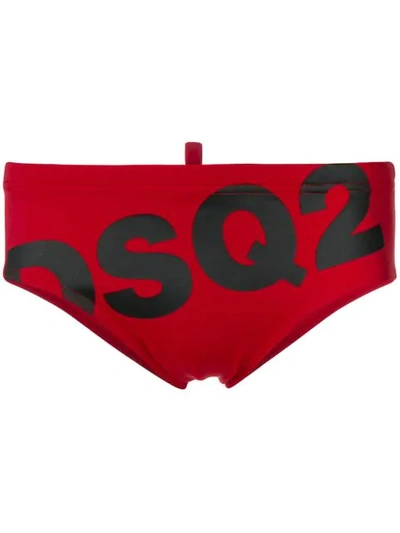 Dsquared2 Dsq2 Logo Swim Slips In Red