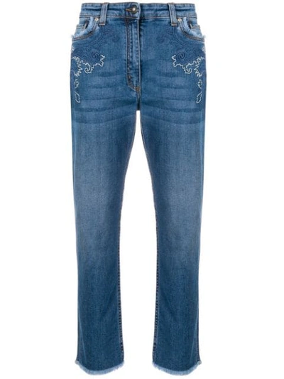 Etro Embroidered Detail Jeans In Blue
