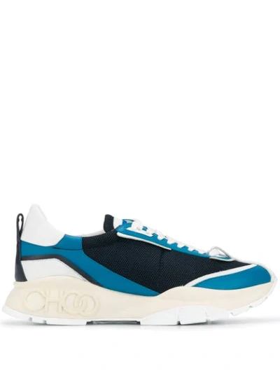 Jimmy Choo Raine/m Aqua Navy And White Suede With Mesh Chunky Sneaker In Pastel Blue