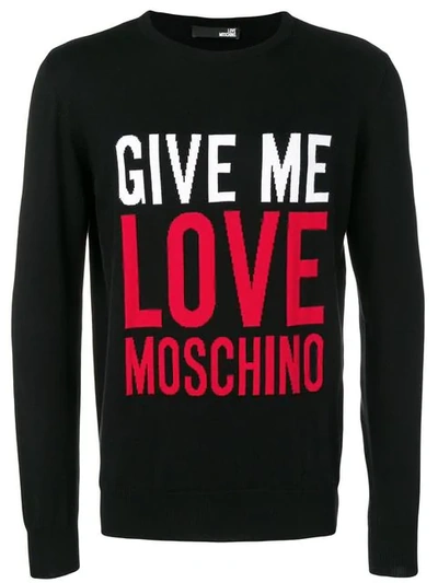 Love Moschino 'give Me Love' Print Jumper In Black
