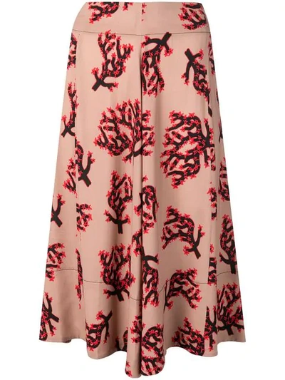 Marni Branch Print Skirt In Neutrals