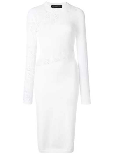 Versace Alphabet Lace Insert Dress In White